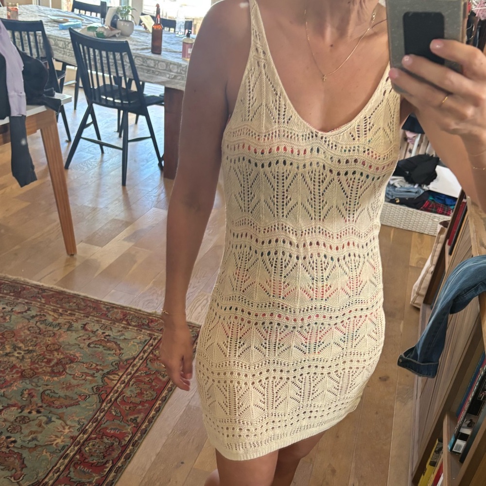 Cream Crochet Swim Cover-Up